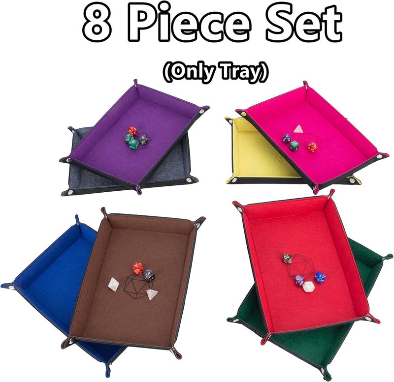 KISLANE Dice Tray 8 Pieces Folding Rectangle Dice Storage, Felt Dice Tray Holder for DND, RPG, MTG and Other Board Games (Rectangle) - Image 2